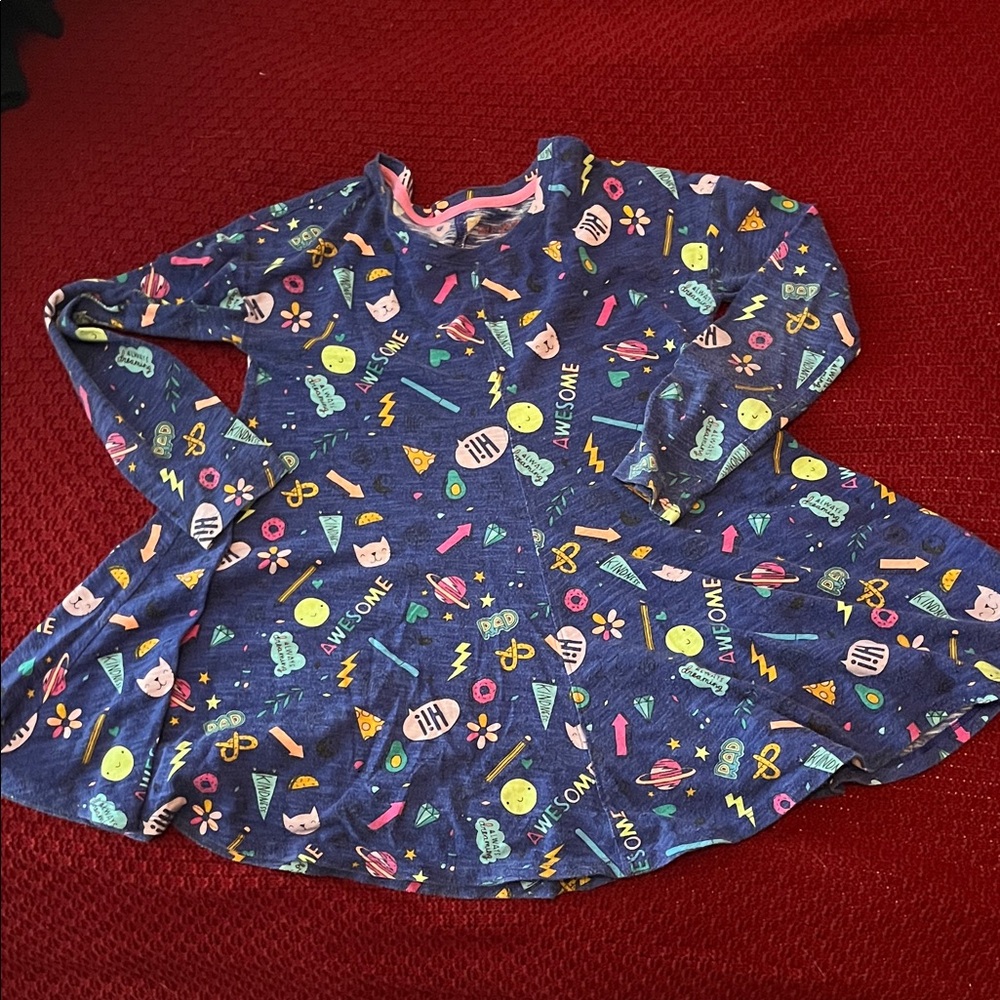 Cat & Jack Blue Dress with Colorful Patterns
